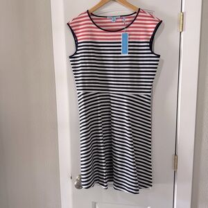 Draper James stripe Ponte A-Line Dress - Nassau Navy